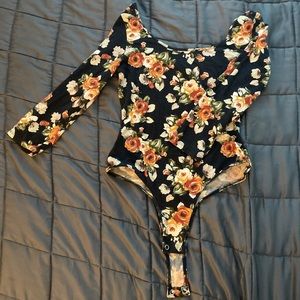 Navy blue floral bodysuit